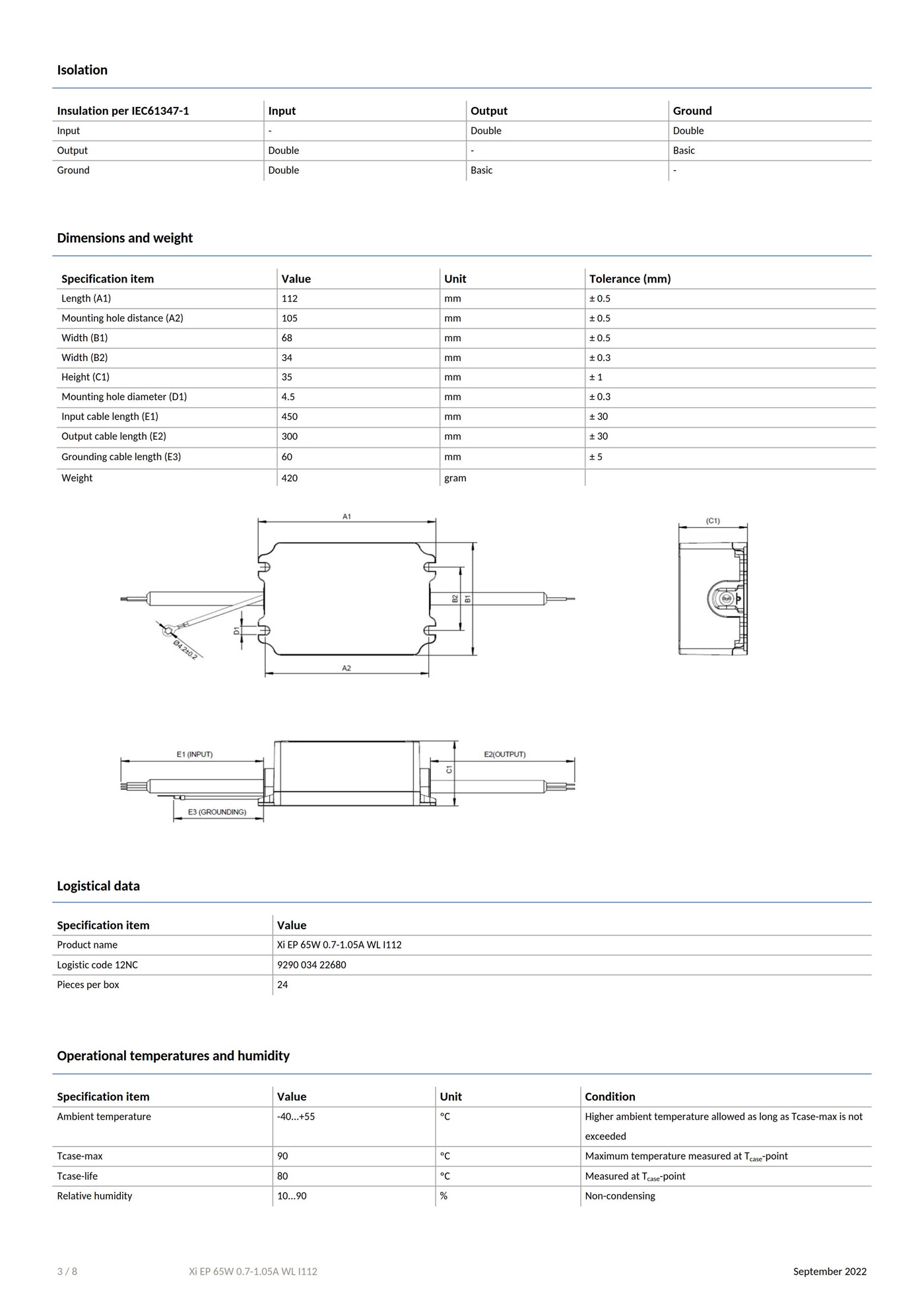 PHILIPS LED Drivers Xi EP 65W 0.7-1.05A WL I112 9290 034 22680