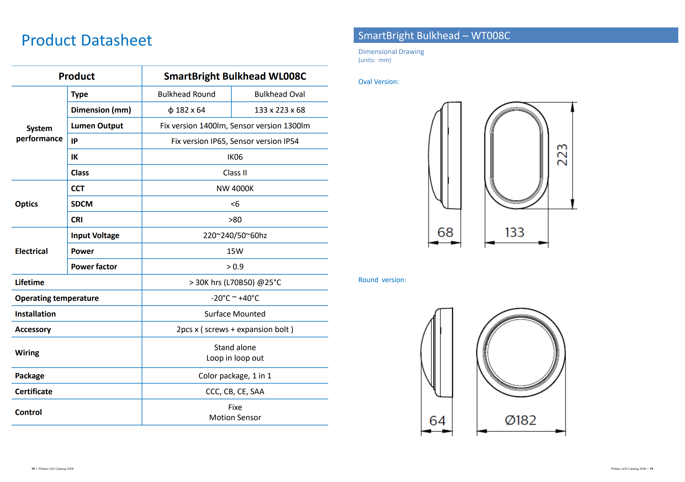 PHILIPS LED wall light WL008C LED10/NW oval W 911401719202