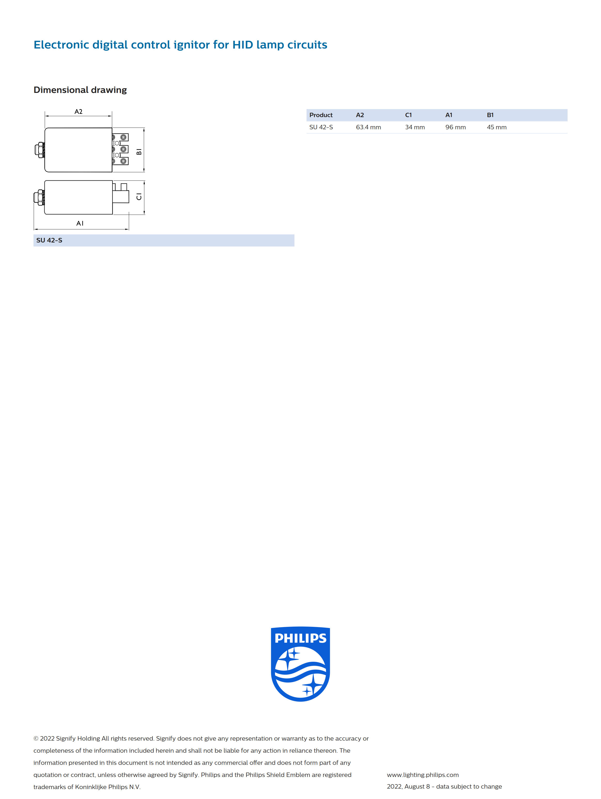 PHILIPS Ignitor SU 42-S 913710016213