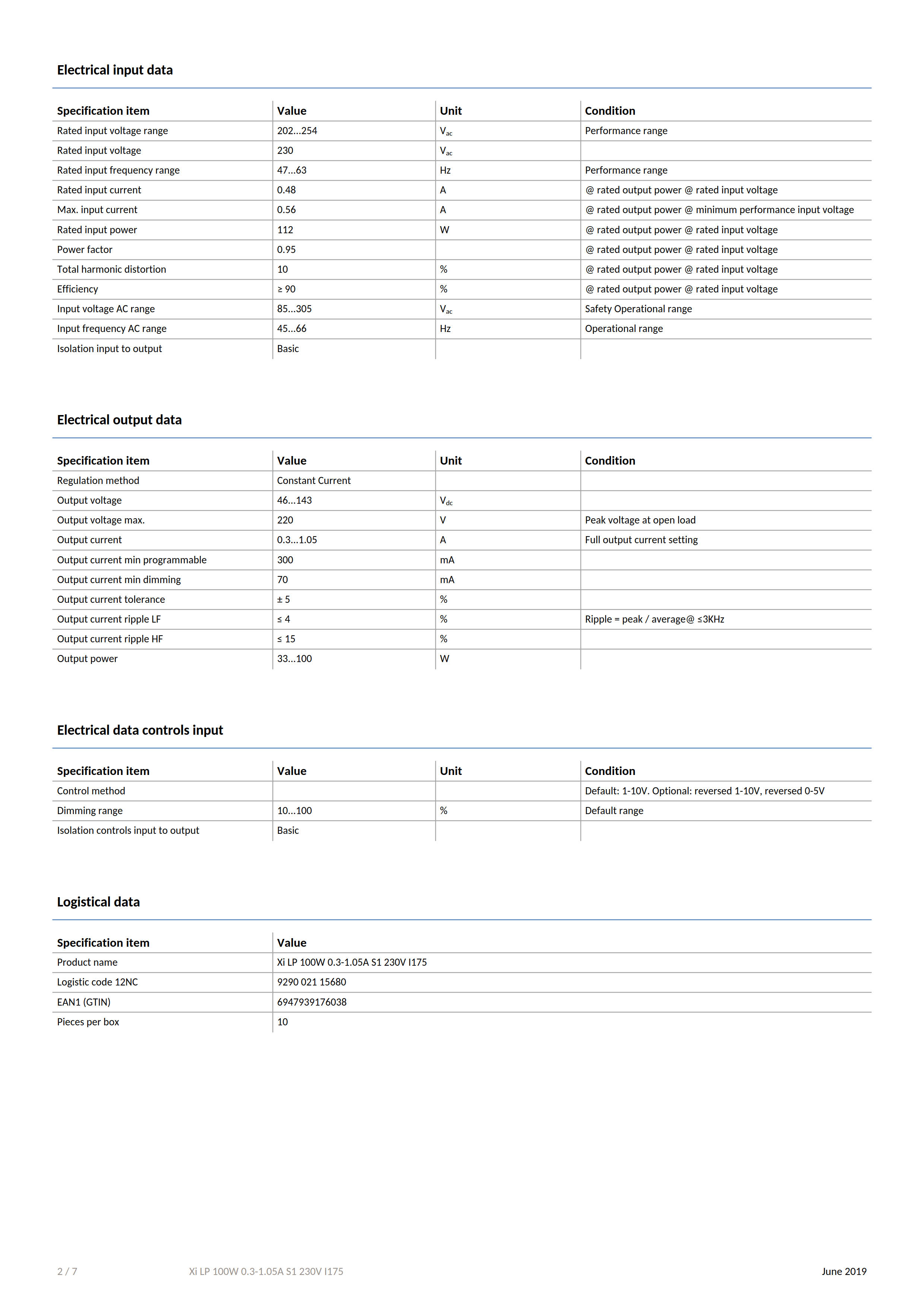 PHILIPS Xi LP 100W 0.3-1.05A S1 230V I175 929001407280