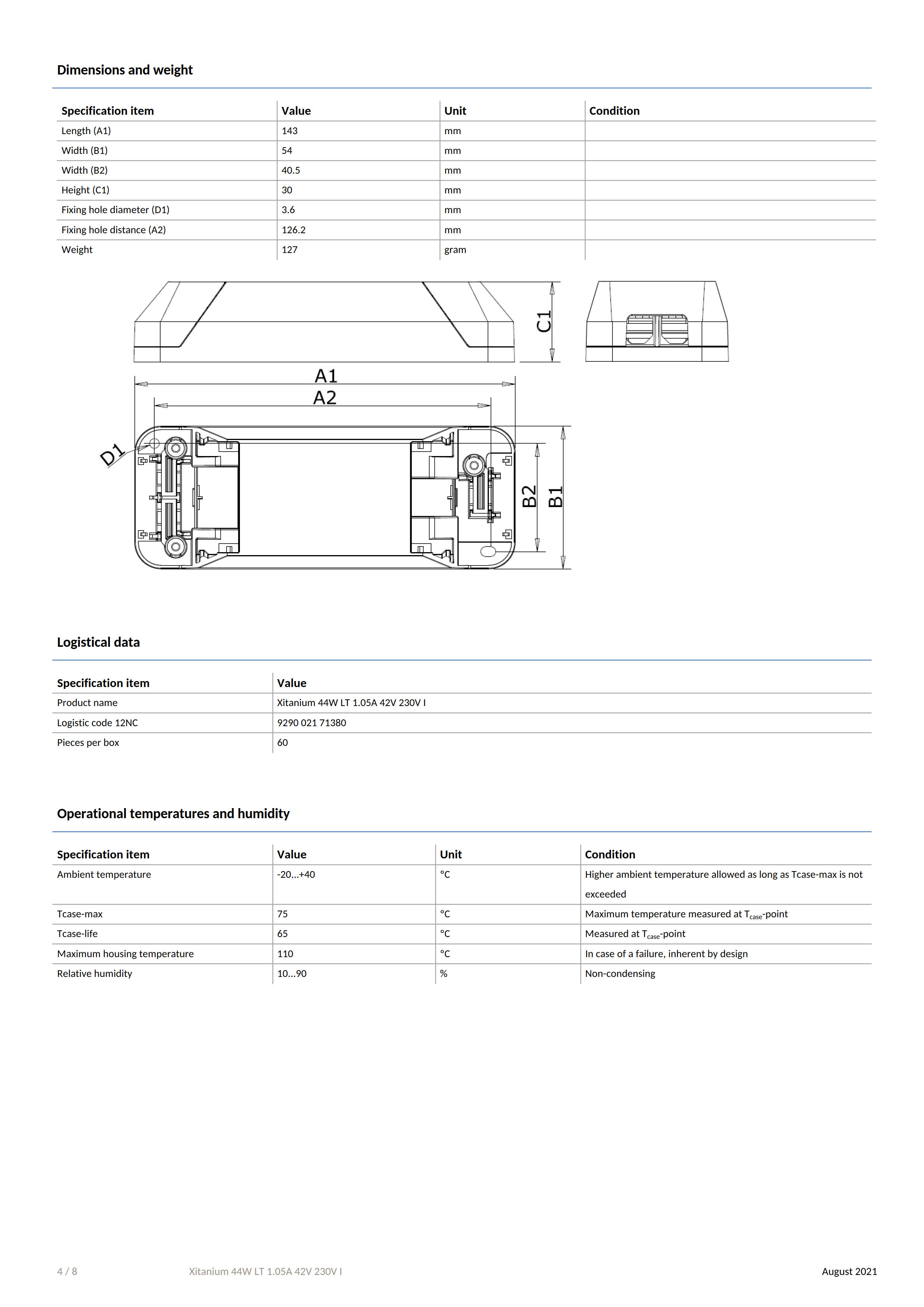 PHILIPS Xitanium 44W LT 1.05A 42V 230V I 929002171380