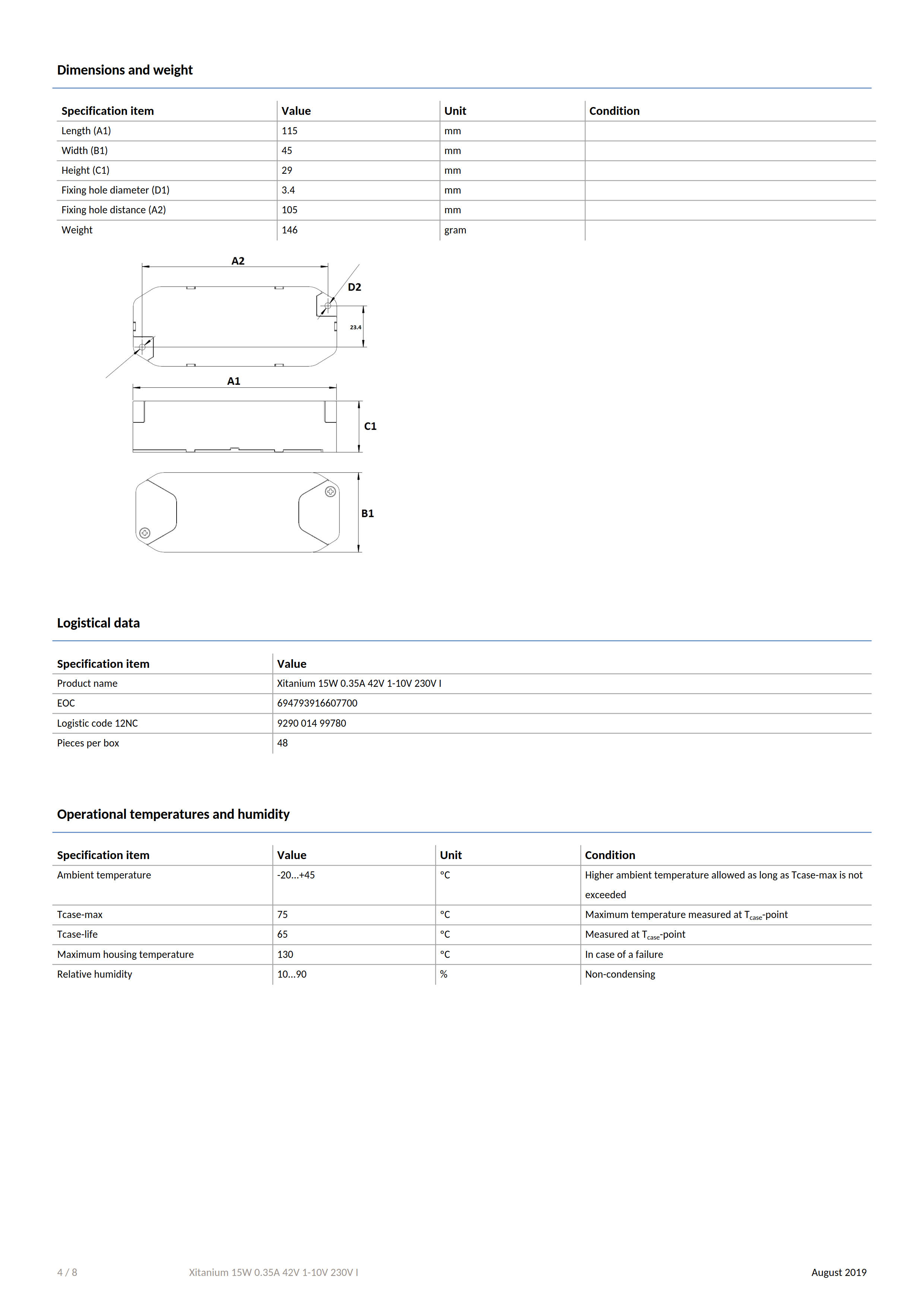 PHILIPS Xitanium 15W 0.35A 42V 1-10V 230V I 929001499780