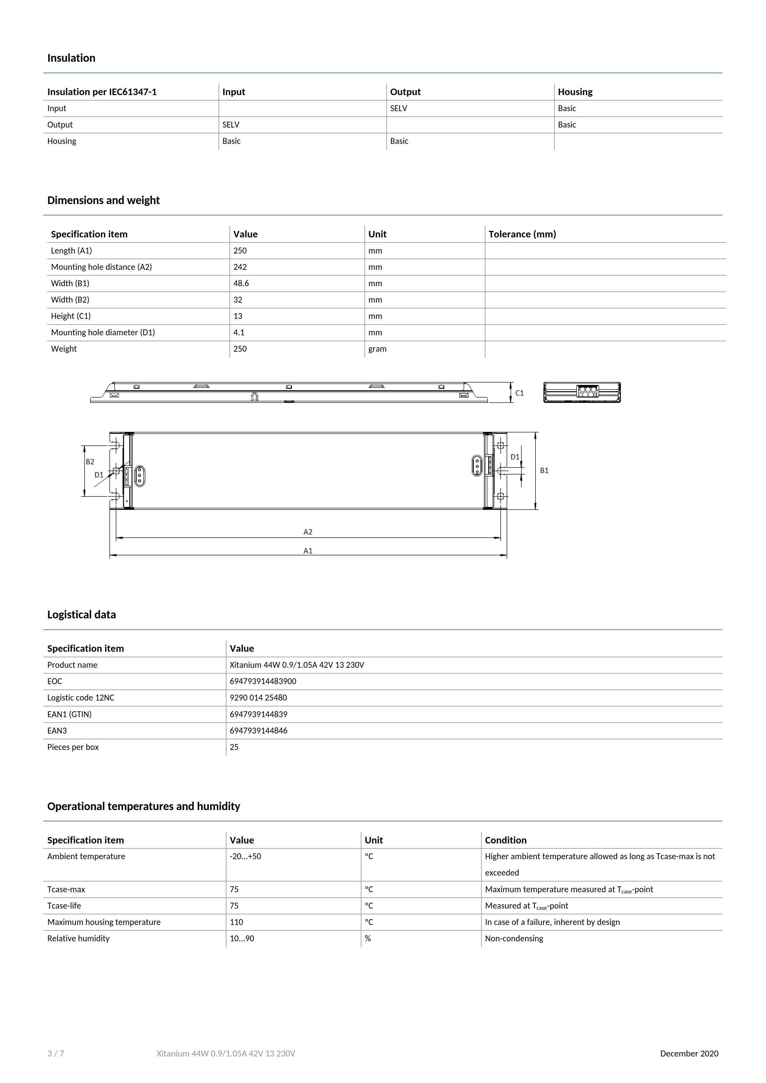 PHILIPS Xitanium 44W 0.9/1.05A 42V 13 230V 929001425480