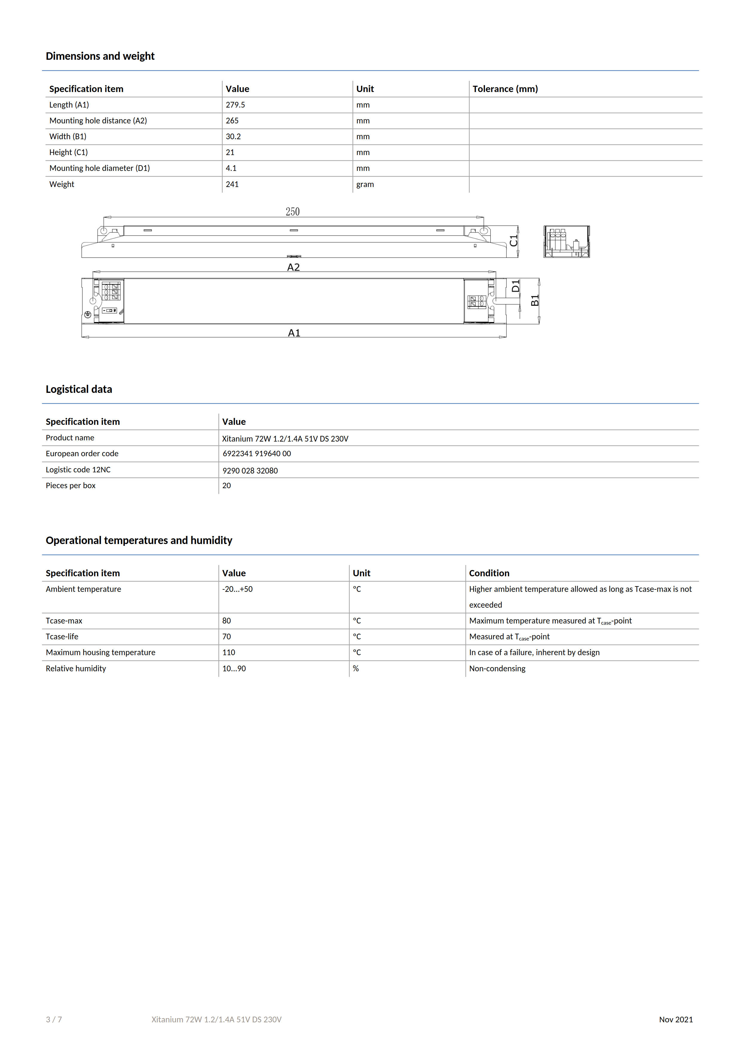 PHILIPS Xitanium 72W 1.2/1.4A 51V DS 230V 929002832080