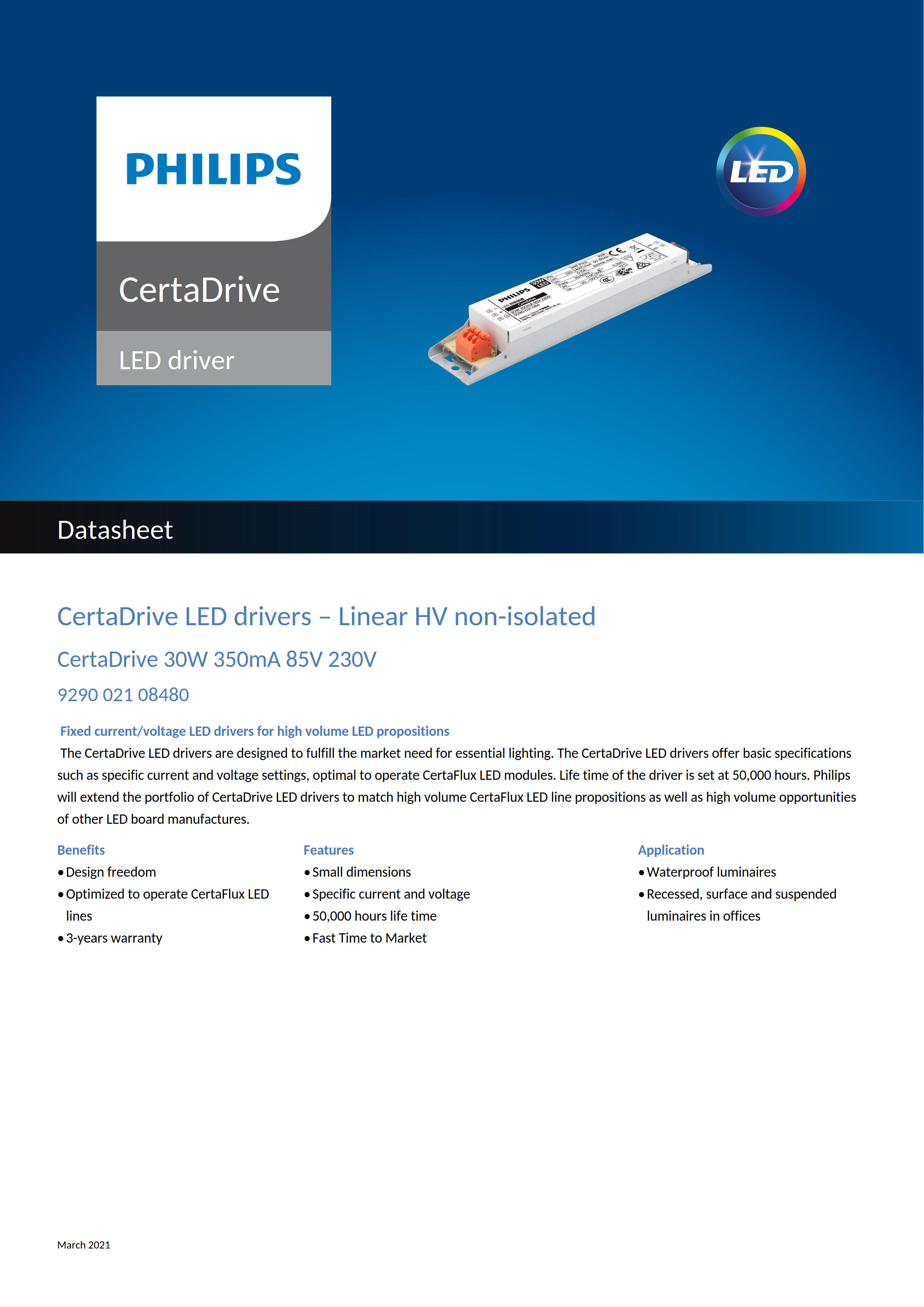 PHILIPS CertaDrive 30W 350mA 85V 230V 929002108480