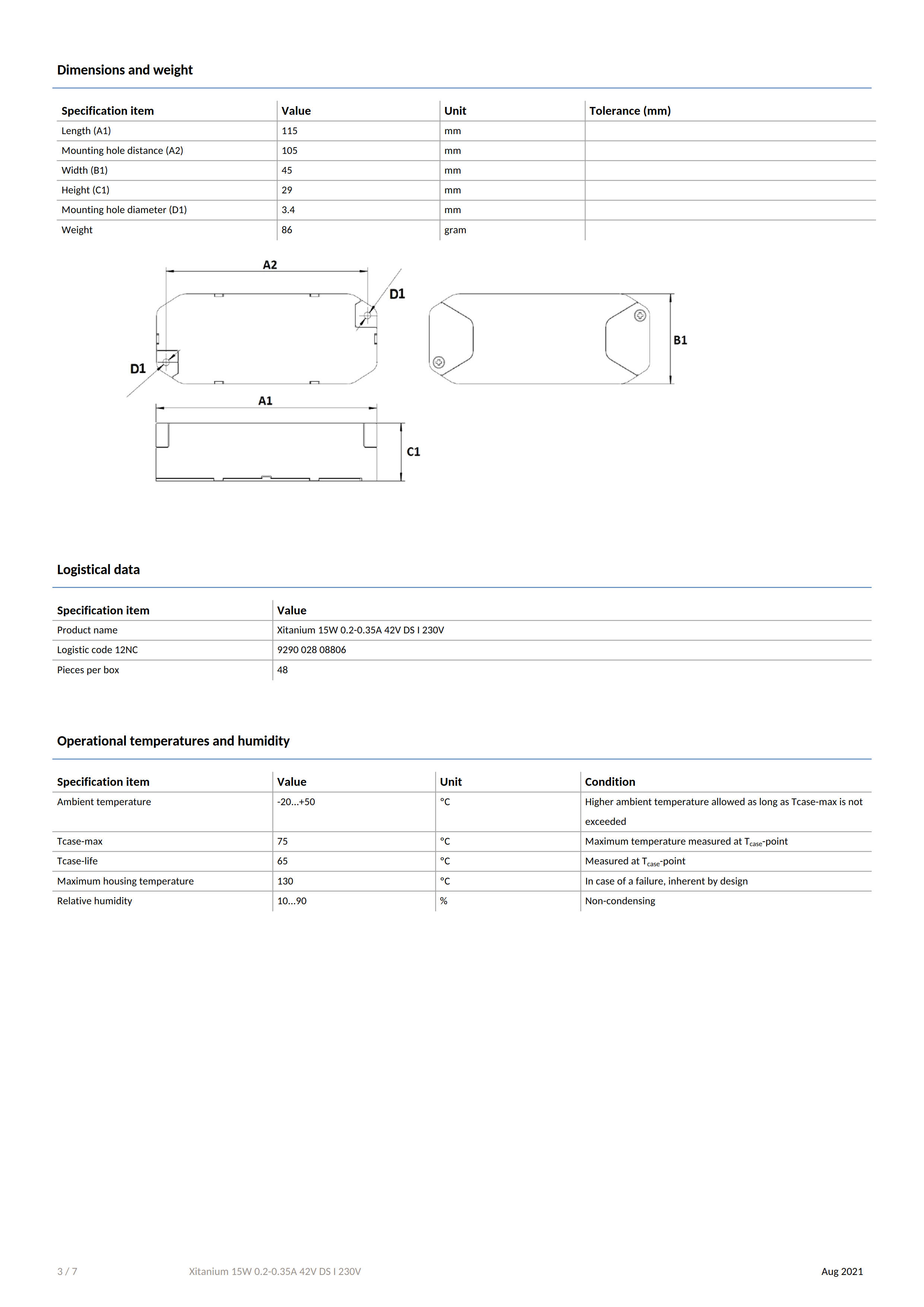 Xitanium G3 15W 0.2-0.35A 42V DS I 230V 929002808806