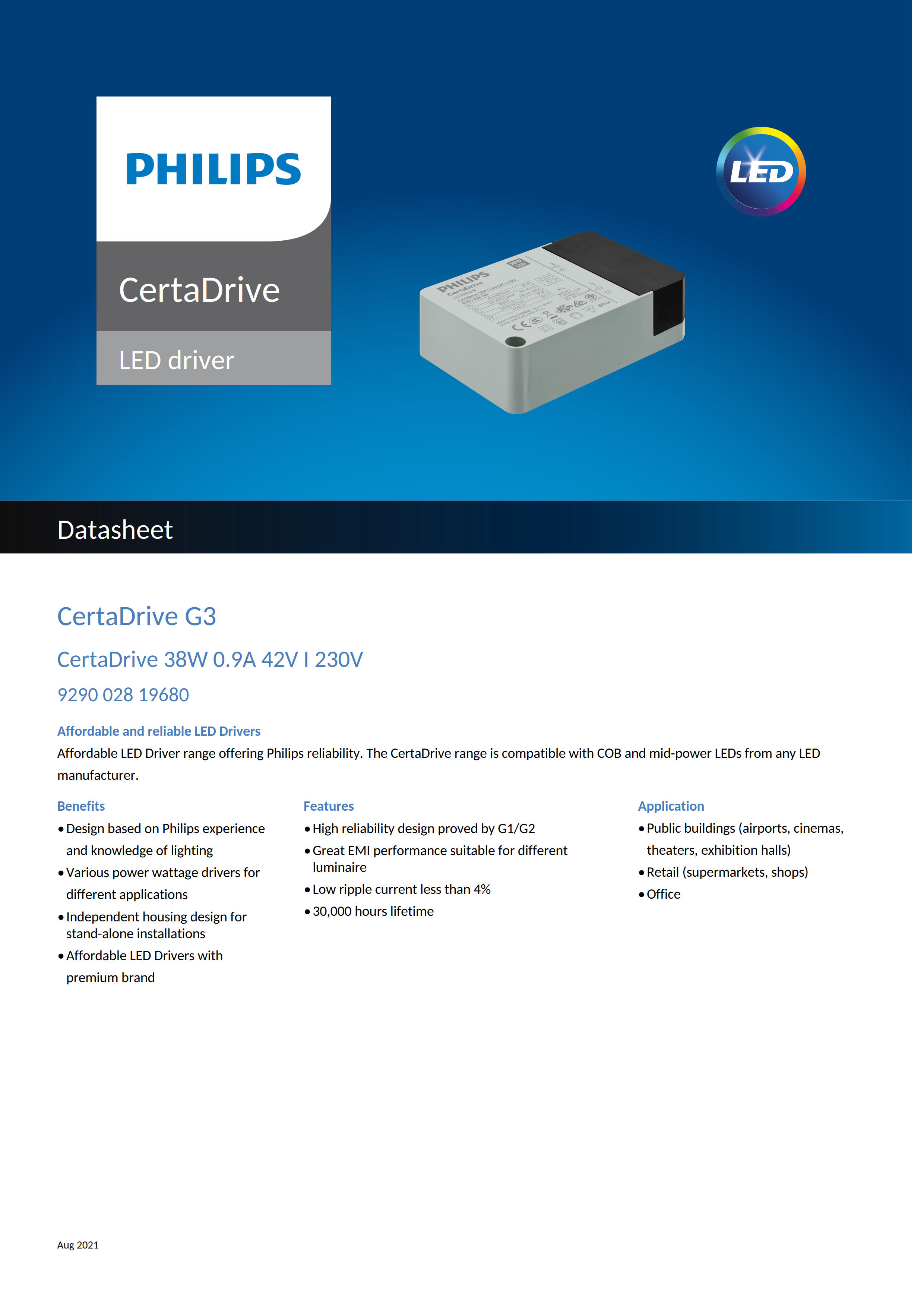 PHILIPS CertaDrive 38W 0.9A 42V I 230V 929001414480