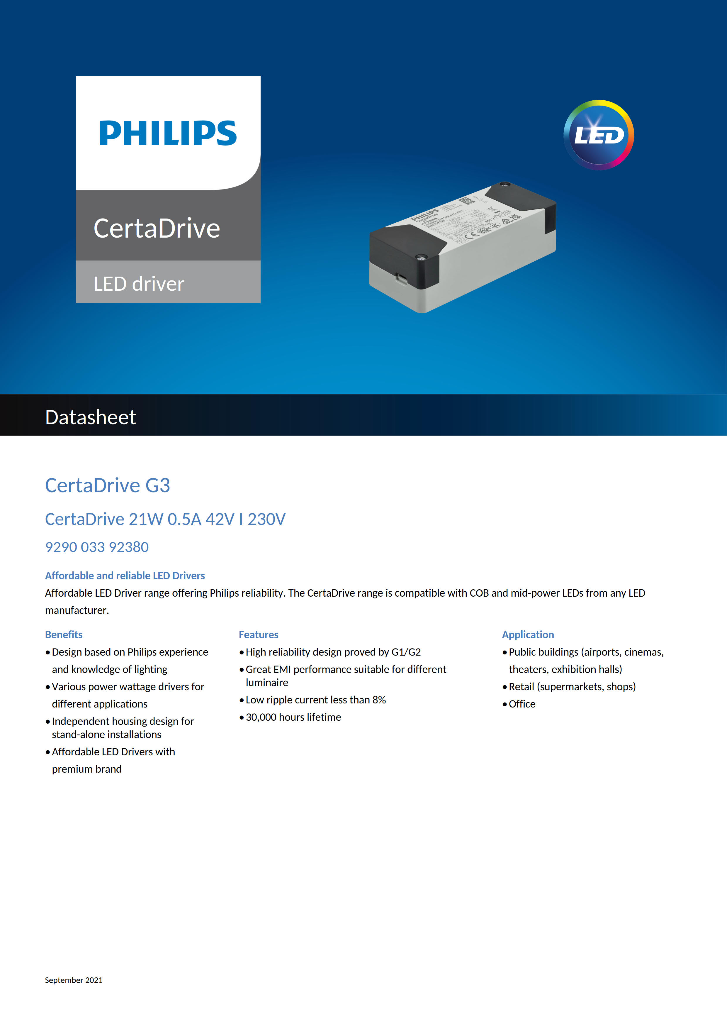 PHILIPS CertaDrive 21W 0.5A 42V I 230V 929003392380