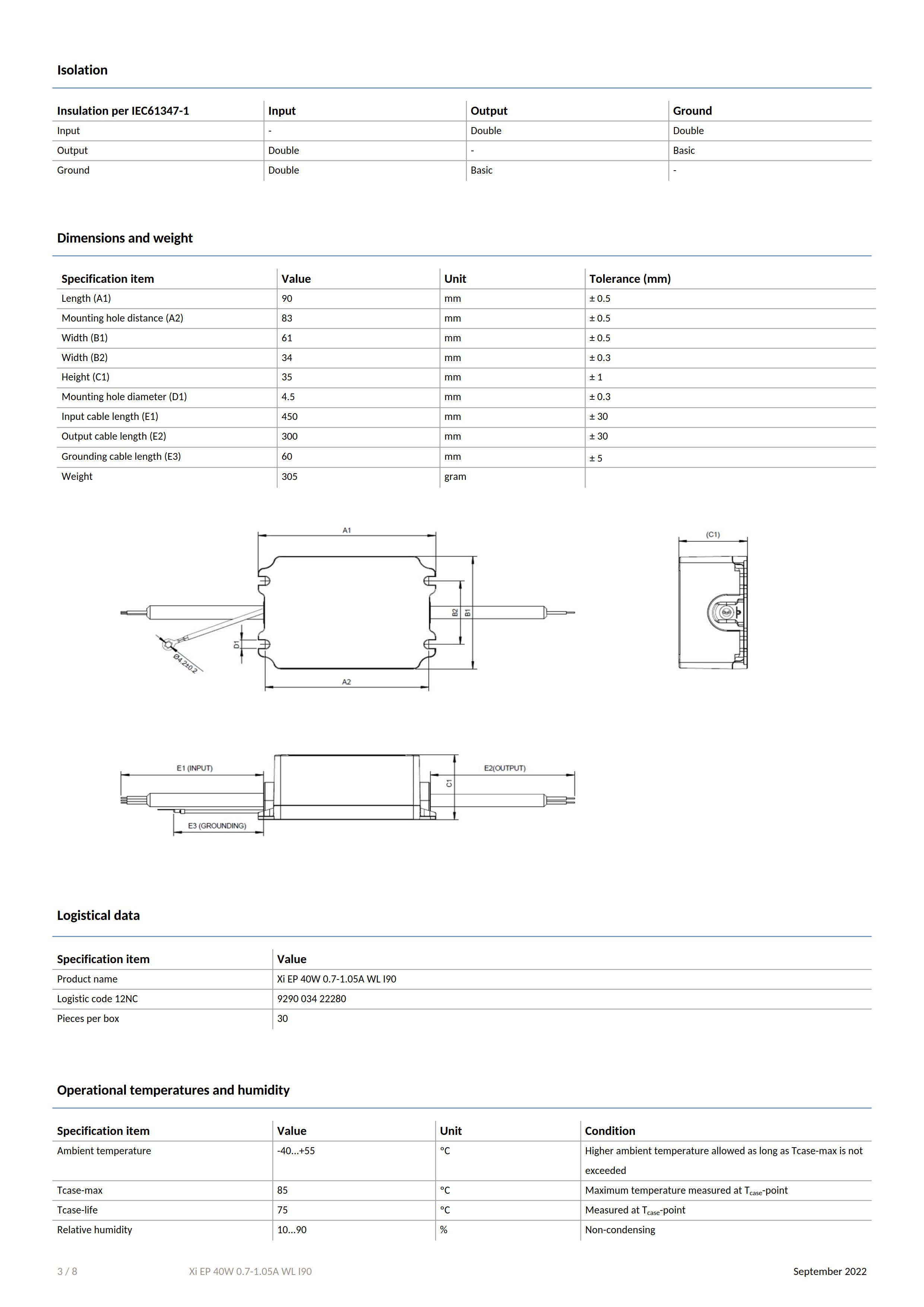 PHILIPS driver Xitanium Outdoor Essential Programmable LED Drivers Xi EP 40W 0.7-1.05A WL I90 929003422280