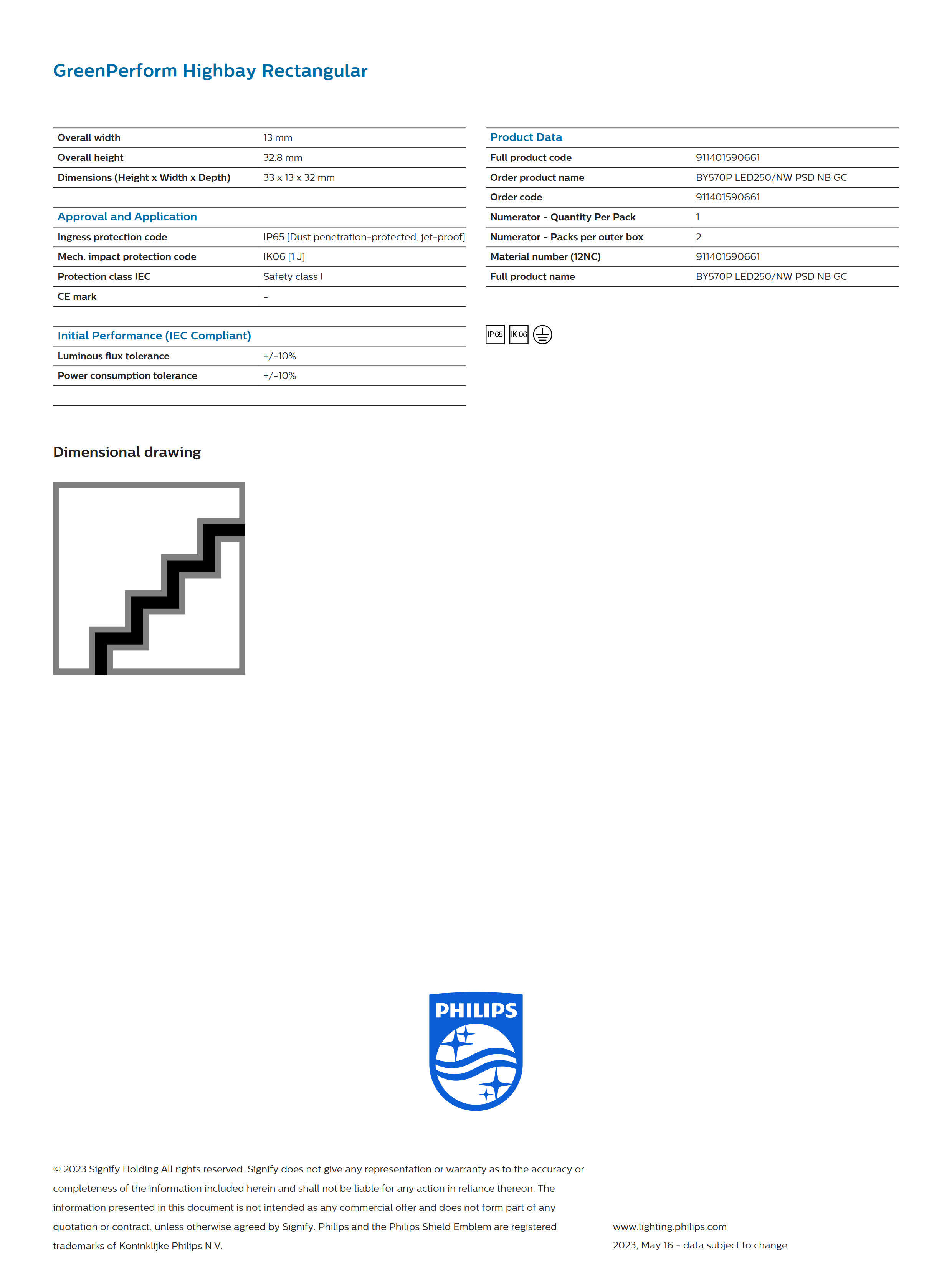 PHILIPS Highbay BY570P LED250/NW PSD NB GC 911401590661