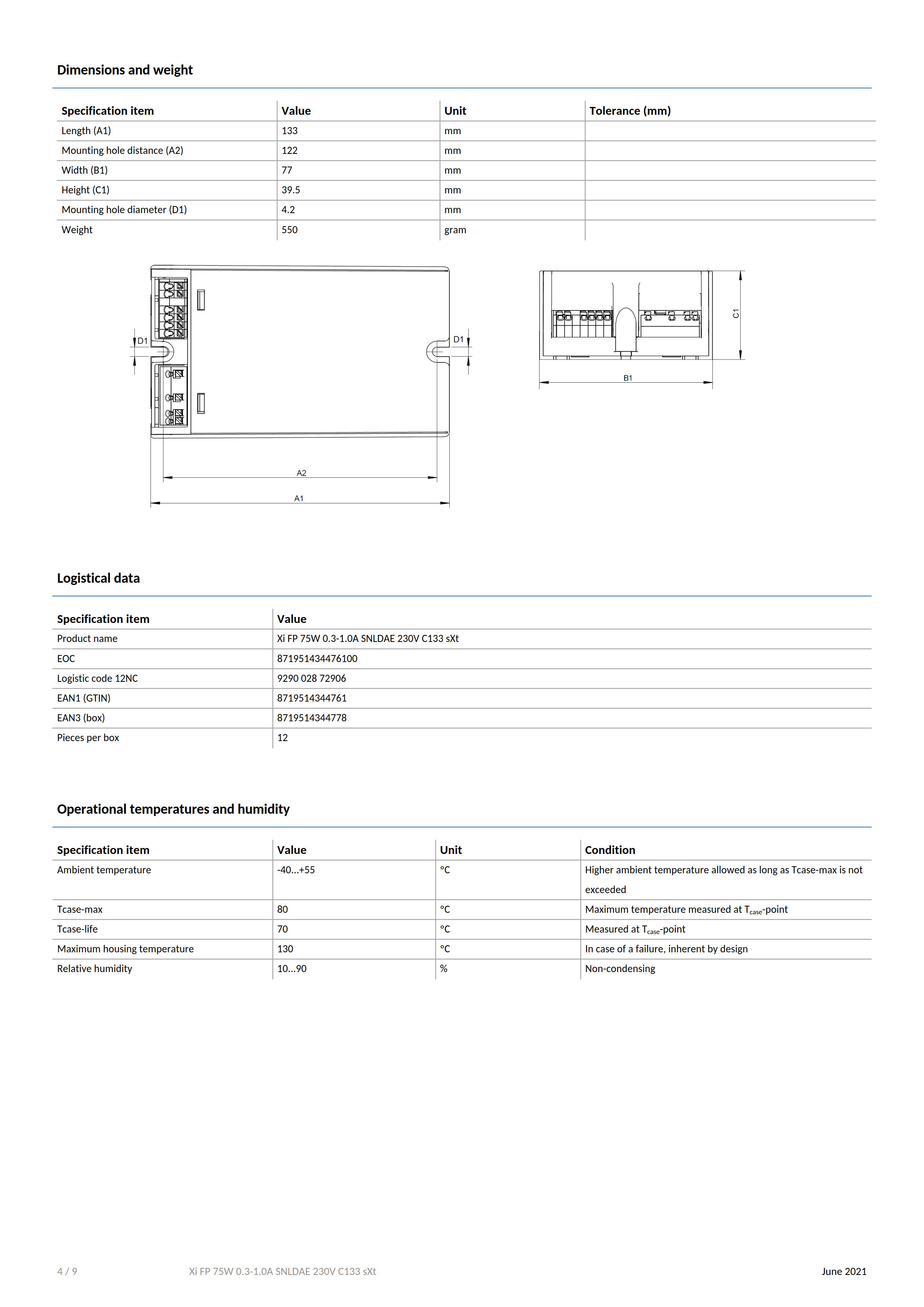 PHILIPS Xi FP 75W 0.3-1.0A SNLDAE 230V C133 sXt 929002872906