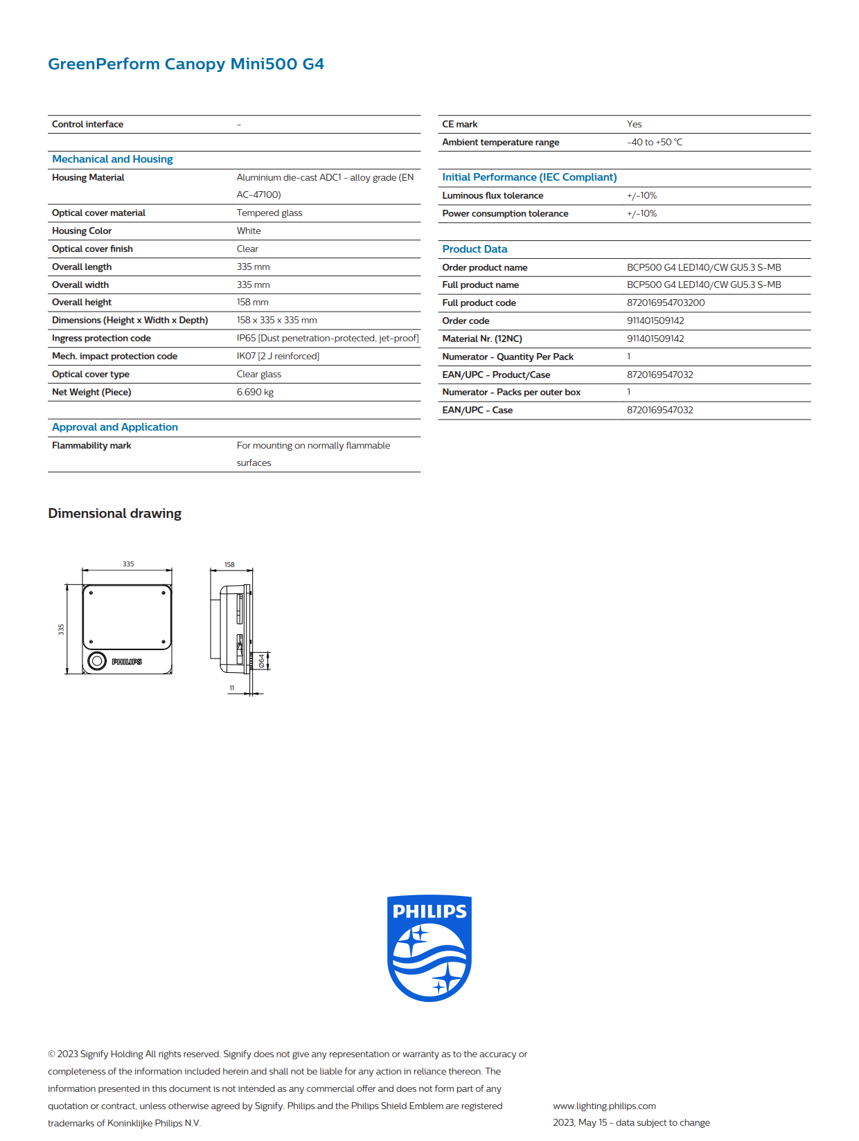 PHILIPS PETROL STATION BCP500 G4 LED140/CW GU5.3 S-MB 911401509142